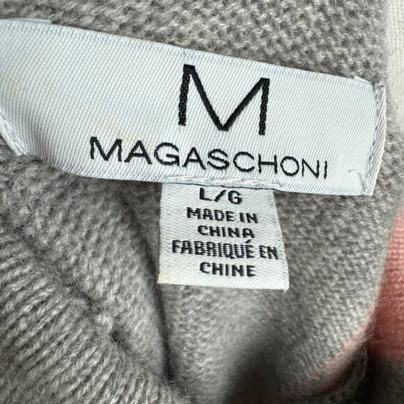 Magaschoni 100% Cashmere Turtleneck Sweater Colorblock Pink Gray - Picture 11 of 11